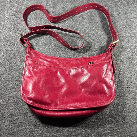 Vintage HOBO INTERNATIONAL Red Leather Shoulder Bag - Picture 1 of 14